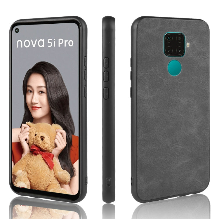 Shockproof Sheep Skin PC + PU + TPU Case For Huawei Nova 5i Pro /  Mate 30 Lite(Light black)