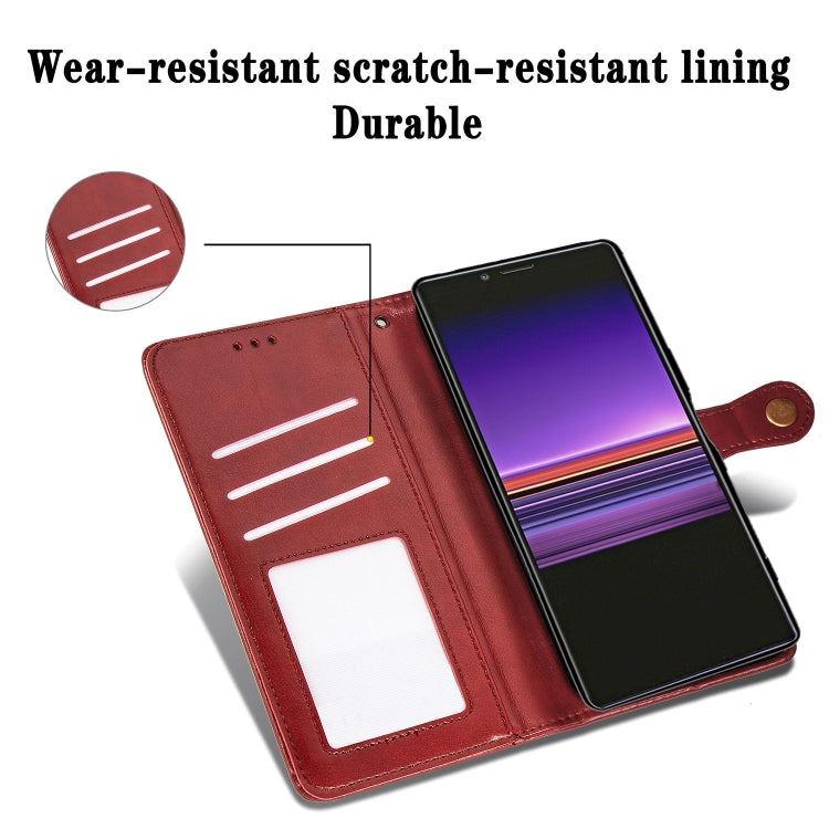 Retro Solid Color Leather Buckle Mobile Phone Protection Leather Case with Lanyard & Photo Frame & Card Slot & Wallet & Bracket Function for Sony Xperia XZ4