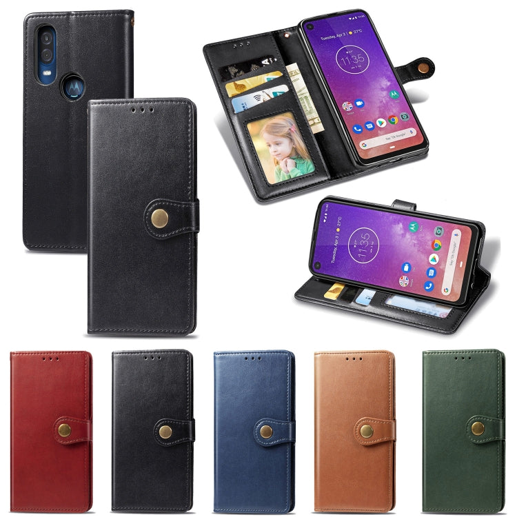 Retro Solid Color Leather Buckle Mobile Phone Protection Leather Case with Lanyard & Photo Frame & Card Slot & Wallet & Bracket Function for Motorola Moto P40