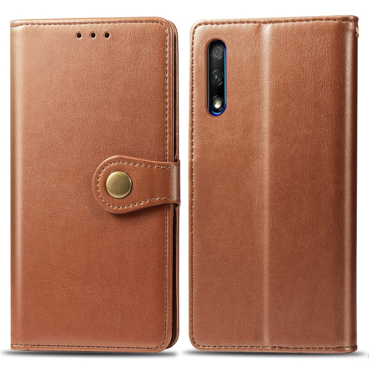 Retro Solid Color Leather Buckle Mobile Phone Protection Leather Case with Lanyard & Photo Frame & Card Slot & Wallet & Bracket Function for Huawei Honor 9X