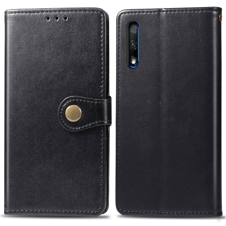 Retro Solid Color Leather Buckle Mobile Phone Protection Leather Case with Lanyard & Photo Frame & Card Slot & Wallet & Bracket Function for Huawei Honor 9X