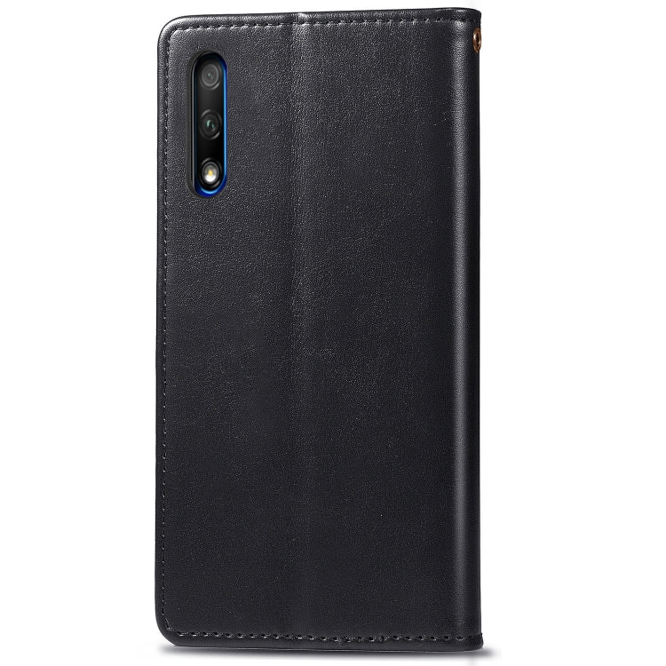 Retro Solid Color Leather Buckle Mobile Phone Protection Leather Case with Lanyard & Photo Frame & Card Slot & Wallet & Bracket Function for Huawei Honor 9X