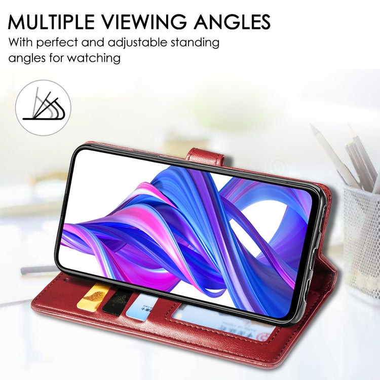 Retro Solid Color Leather Buckle Mobile Phone Protection Leather Case with Lanyard & Photo Frame & Card Slot & Wallet & Bracket Function for Huawei Honor 9X