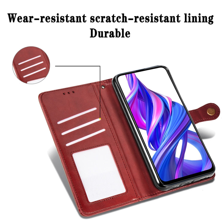 Retro Solid Color Leather Buckle Mobile Phone Protection Leather Case with Lanyard & Photo Frame & Card Slot & Wallet & Bracket Function for Huawei Honor 9X Pro