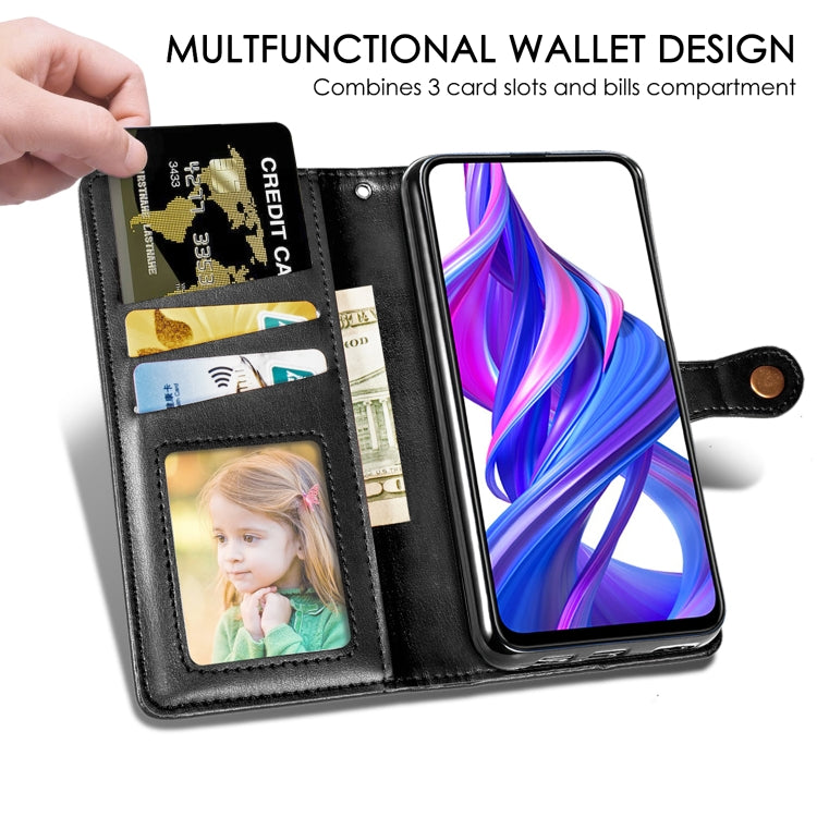 Retro Solid Color Leather Buckle Mobile Phone Protection Leather Case with Lanyard & Photo Frame & Card Slot & Wallet & Bracket Function for Huawei Honor 9X Pro