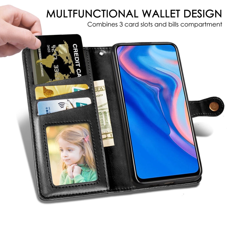 Retro Solid Color Leather Buckle Mobile Phone Protection Leather Case with Lanyard & Photo Frame & Card Slot & Wallet & Bracket Function for Huawei Y9 Prime 2019