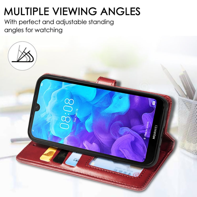 Retro Solid Color Leather Buckle Mobile Phone Protection Leather Case with Lanyard & Photo Frame & Card Slot & Wallet & Bracket Function for Huawei Y5 2019