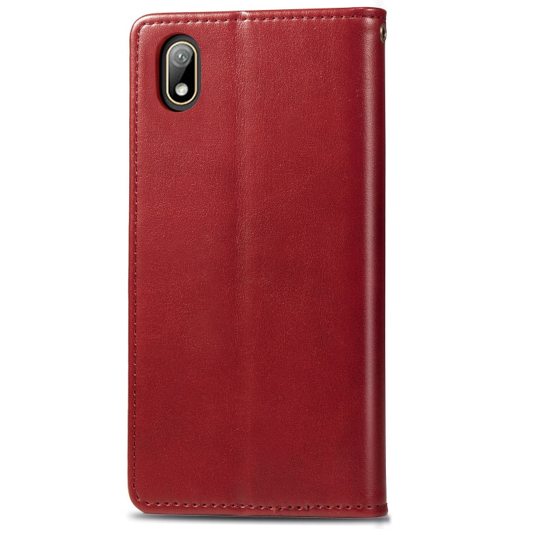 Retro Solid Color Leather Buckle Mobile Phone Protection Leather Case with Lanyard & Photo Frame & Card Slot & Wallet & Bracket Function for Huawei Y5 2019