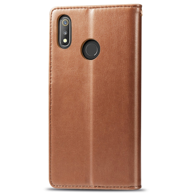 Retro Solid Color Leather Buckle Mobile Phone Protection Leather Case with Lanyard & Photo Frame & Card Slot & Wallet & Bracket Function for OPPO Realme 3 Pro