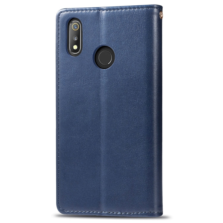 Retro Solid Color Leather Buckle Mobile Phone Protection Leather Case with Lanyard & Photo Frame & Card Slot & Wallet & Bracket Function for OPPO Realme 3 Pro