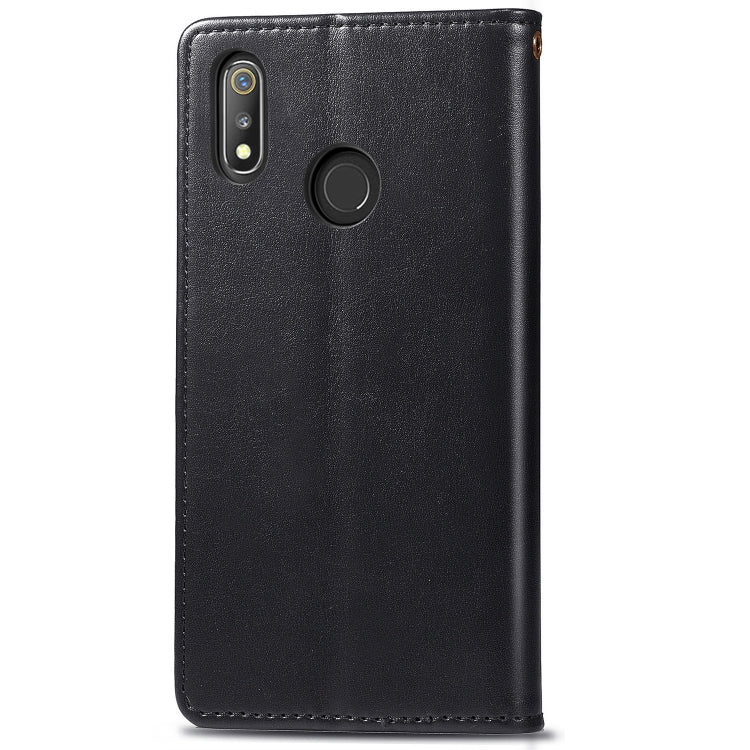 Retro Solid Color Leather Buckle Mobile Phone Protection Leather Case with Lanyard & Photo Frame & Card Slot & Wallet & Bracket Function for OPPO Realme 3 Pro