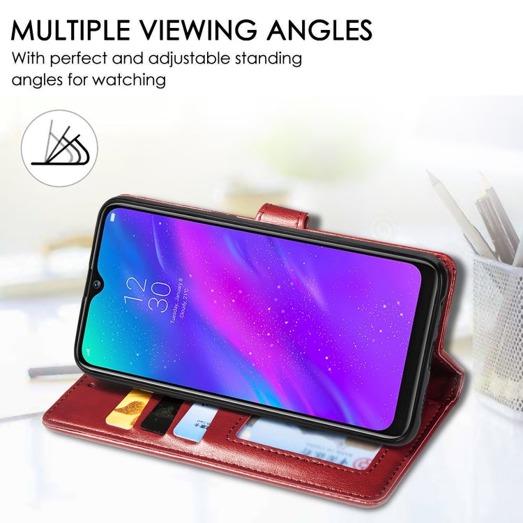 Retro Solid Color Leather Buckle Mobile Phone Protection Leather Case with Lanyard & Photo Frame & Card Slot & Wallet & Bracket Function for OPPO Realme 3 Pro