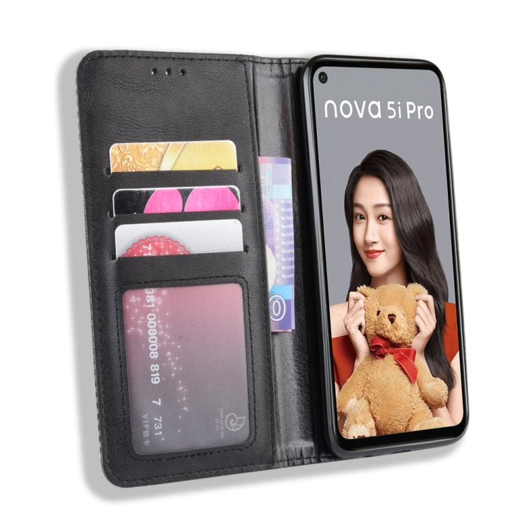 Magnetic Buckle Retro Crazy Horse Texture Horizontal Flip Leather Case for Huawei Nova 5i Pro / Mate 30 Lite, with Holder & Card Slots & Photo Frame