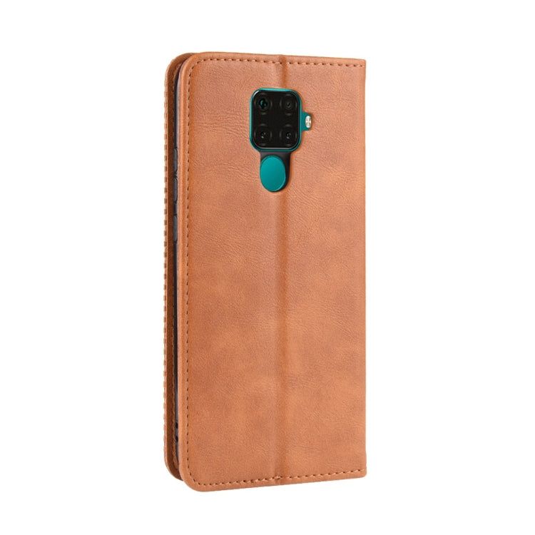 Magnetic Buckle Retro Crazy Horse Texture Horizontal Flip Leather Case for Huawei Nova 5i Pro / Mate 30 Lite, with Holder & Card Slots & Photo Frame