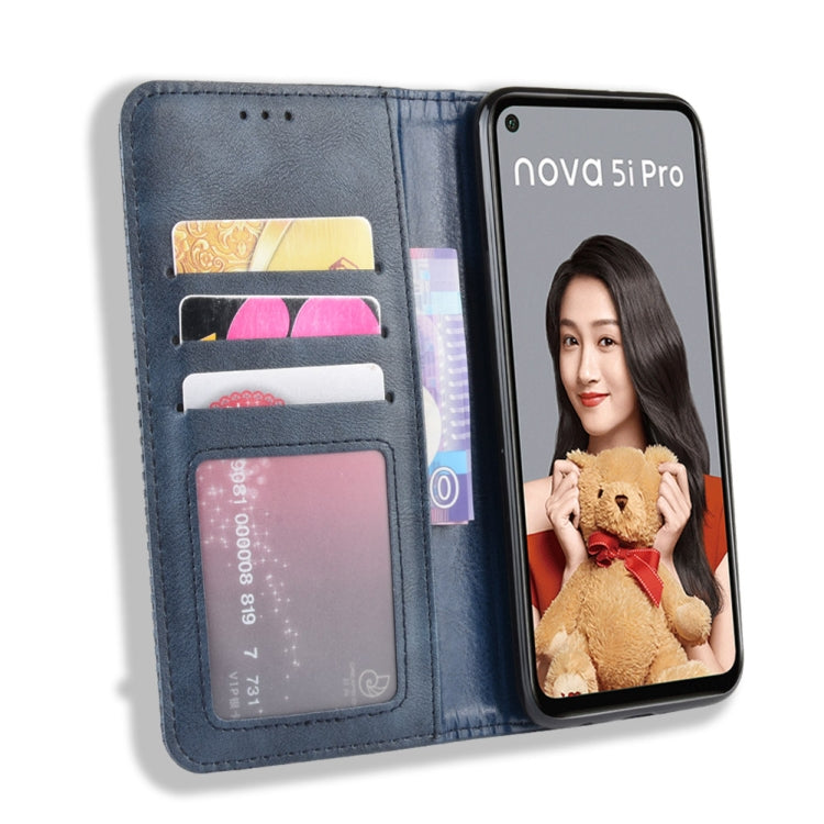 Magnetic Buckle Retro Crazy Horse Texture Horizontal Flip Leather Case for Huawei Nova 5i Pro / Mate 30 Lite, with Holder & Card Slots & Photo Frame