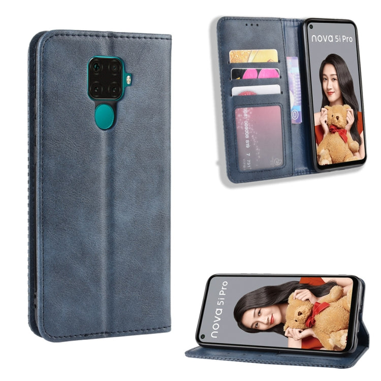Magnetic Buckle Retro Crazy Horse Texture Horizontal Flip Leather Case for Huawei Nova 5i Pro / Mate 30 Lite, with Holder & Card Slots & Photo Frame
