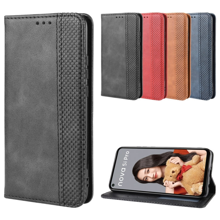 Magnetic Buckle Retro Crazy Horse Texture Horizontal Flip Leather Case for Huawei Nova 5i Pro / Mate 30 Lite, with Holder & Card Slots & Photo Frame