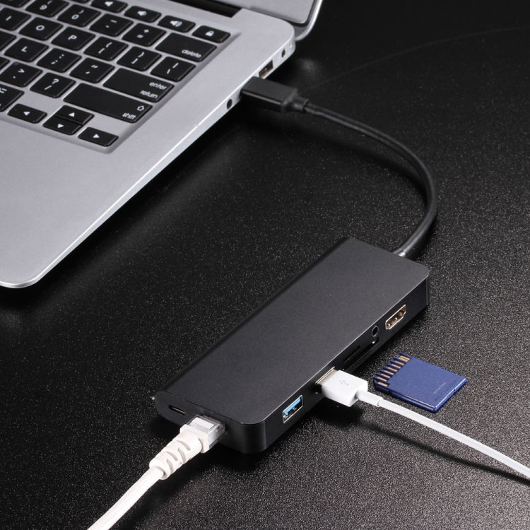Type-c Turn hdmi Gigabit Network Card Multi-Function Converter HDMI+RJ45+PD+Audio+USB3.02+SD+TF Eight-in-one Expansion Dock Multi-Function HUB