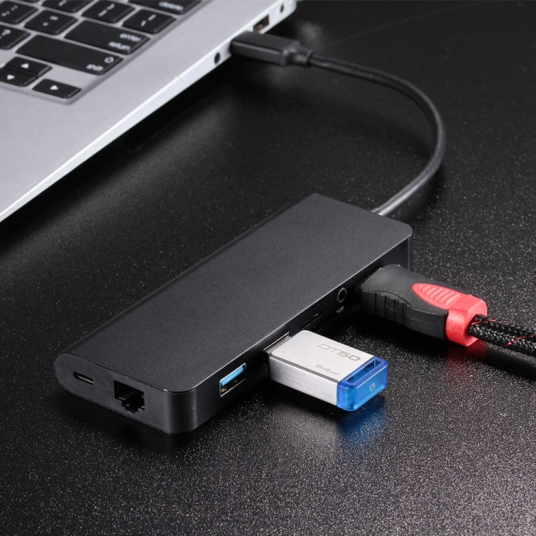 Type-c Turn hdmi Gigabit Network Card Multi-Function Converter HDMI+RJ45+PD+Audio+USB3.02+SD+TF Eight-in-one Expansion Dock Multi-Function HUB