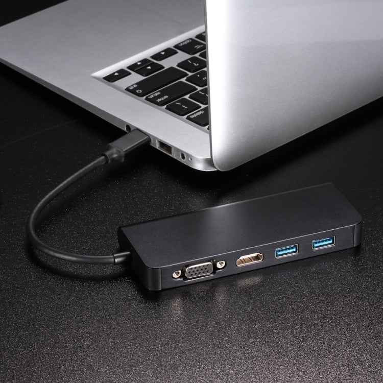 USB 3.0 Hubs 6 in 1 Type C Hub Type-C to HDMI VGA RJ45 Dual USB3.0 PD Charging Port Adapter Cable Converter for Laptop Macbook
