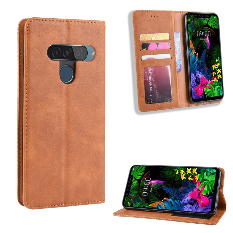 Magnetic Buckle Retro Crazy Horse Texture Horizontal Flip Leather Case for LG G8S ThinQ, with Holder & Card Slots & Photo Frame