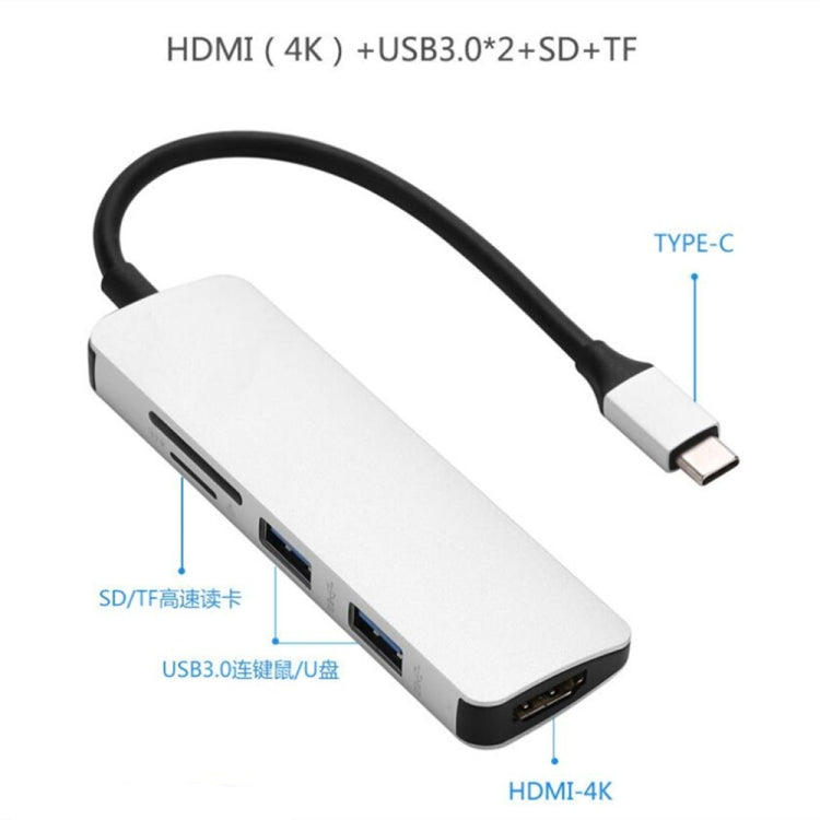 Type-C Type C Hub USB C USB3.1 Hub with HDMI 5 in 1  Combo Hub with 2 USB3.0 Ports SD TF Card Reader USB adapater