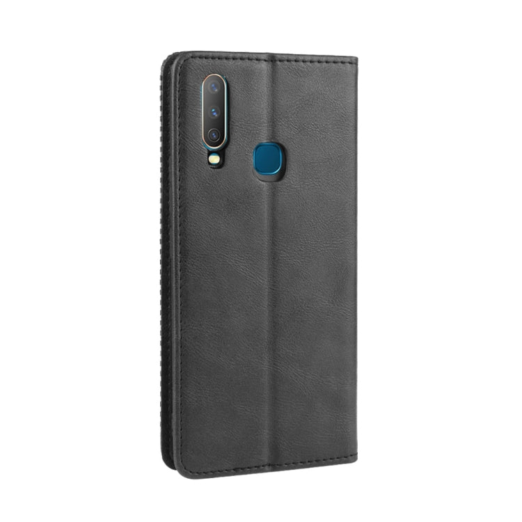 Magnetic Buckle Retro Crazy Horse Texture Horizontal Flip Leather Case fo Vivo Y17 / Y15 / Y3, with Holder & Card Slots & Photo Frame