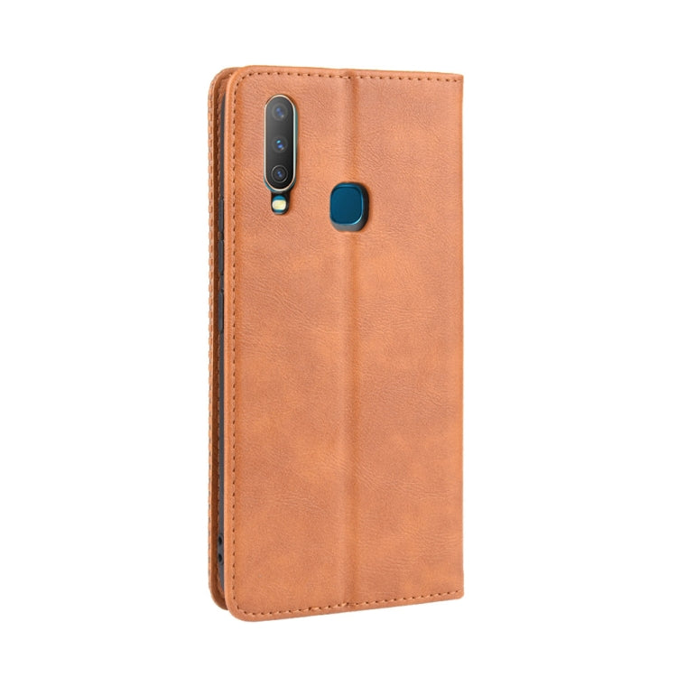 Magnetic Buckle Retro Crazy Horse Texture Horizontal Flip Leather Case fo Vivo Y17 / Y15 / Y3, with Holder & Card Slots & Photo Frame