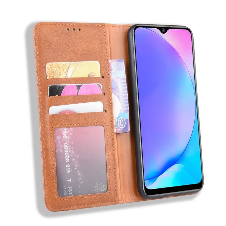 Magnetic Buckle Retro Crazy Horse Texture Horizontal Flip Leather Case fo Vivo Y17 / Y15 / Y3, with Holder & Card Slots & Photo Frame