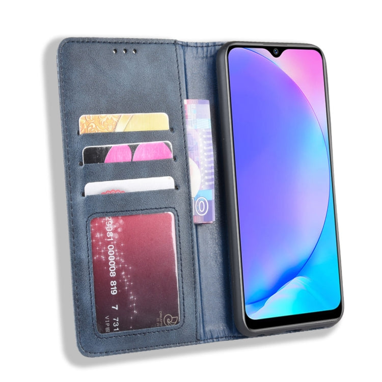 Magnetic Buckle Retro Crazy Horse Texture Horizontal Flip Leather Case fo Vivo Y17 / Y15 / Y3, with Holder & Card Slots & Photo Frame