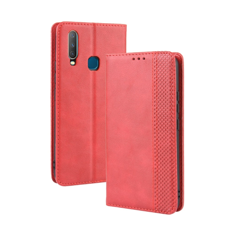 Magnetic Buckle Retro Crazy Horse Texture Horizontal Flip Leather Case fo Vivo Y17 / Y15 / Y3, with Holder & Card Slots & Photo Frame