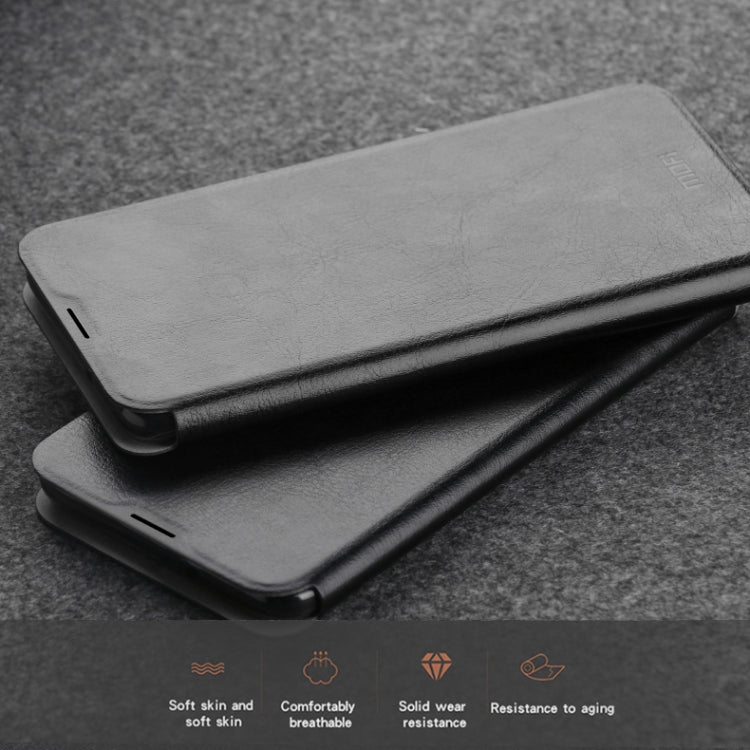 MOFI Rui Series Classical Leather Flip Leather Case With Bracket Embedded Steel Plate All-inclusive for Huawei Honor8S / Y5 2019(Black)