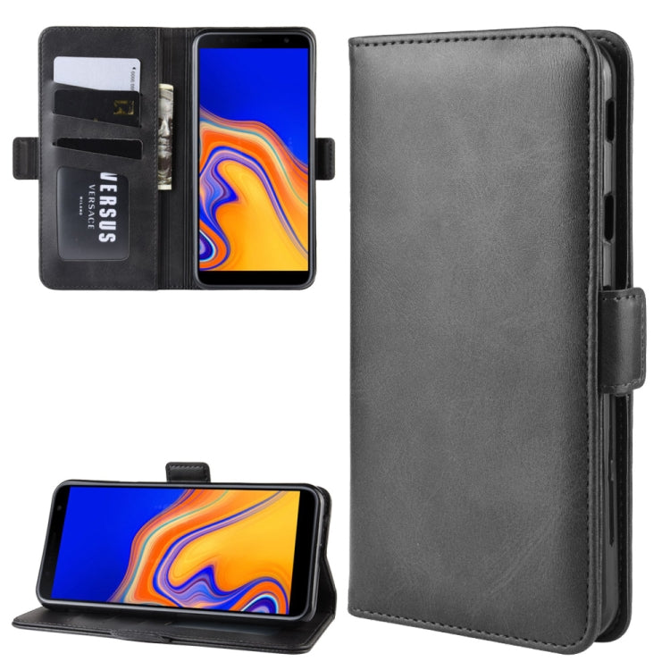 Dual-side Magnetic Buckle Horizontal Flip Leather Case for Galaxy J4+ / J4 Core, with Holder & Card Slots & Wallet & Photo Frame