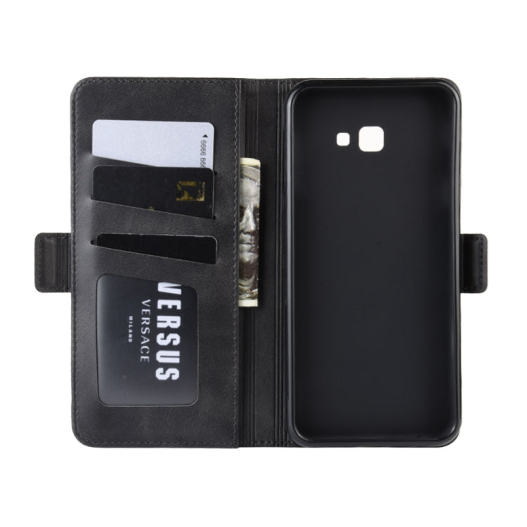 Dual-side Magnetic Buckle Horizontal Flip Leather Case for Galaxy J4+ / J4 Core, with Holder & Card Slots & Wallet & Photo Frame