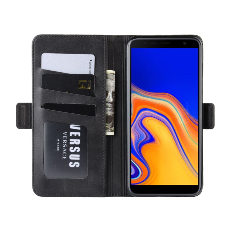 Dual-side Magnetic Buckle Horizontal Flip Leather Case for Galaxy J4+ / J4 Core, with Holder & Card Slots & Wallet & Photo Frame