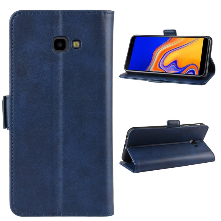 Dual-side Magnetic Buckle Horizontal Flip Leather Case for Galaxy J4+ / J4 Core, with Holder & Card Slots & Wallet & Photo Frame