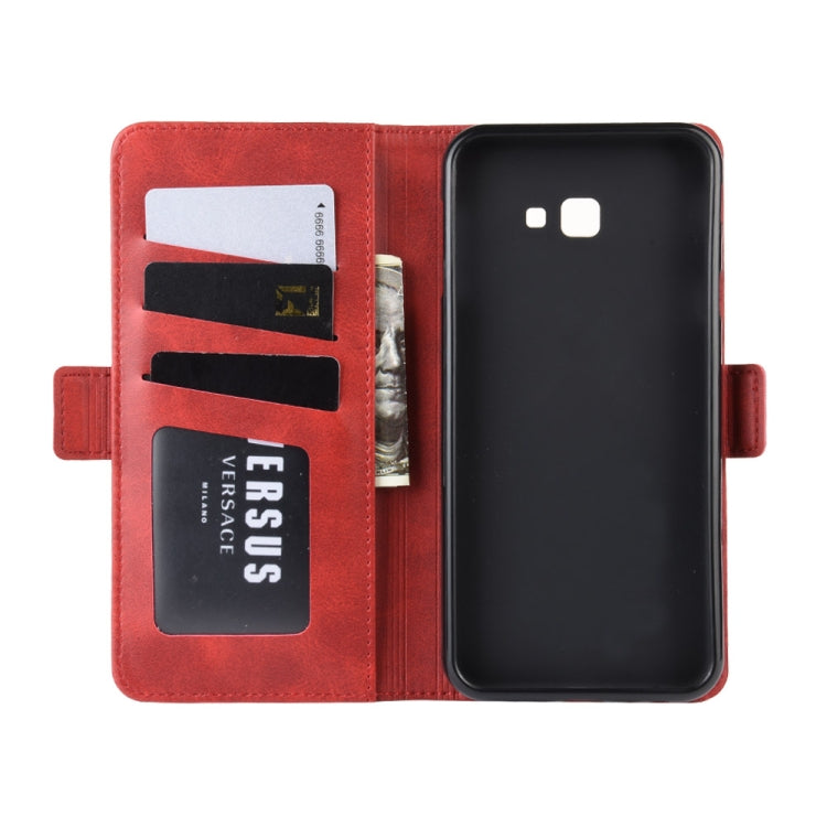 Dual-side Magnetic Buckle Horizontal Flip Leather Case for Galaxy J4+ / J4 Core, with Holder & Card Slots & Wallet & Photo Frame