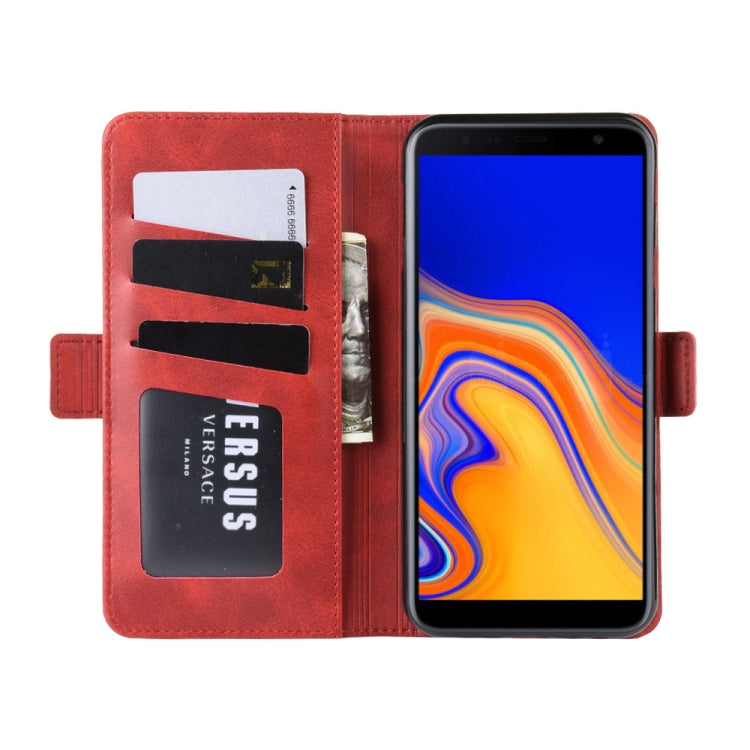 Dual-side Magnetic Buckle Horizontal Flip Leather Case for Galaxy J4+ / J4 Core, with Holder & Card Slots & Wallet & Photo Frame