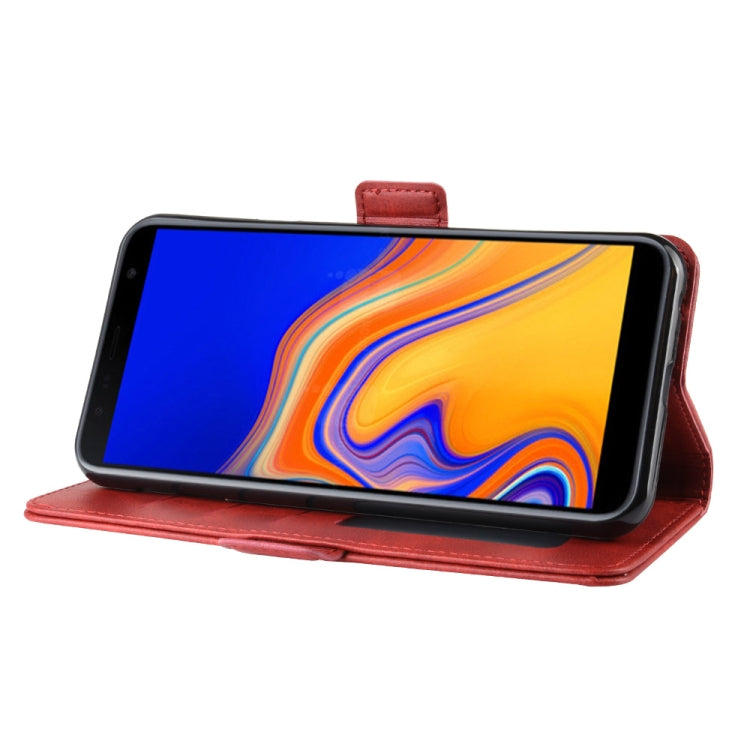 Dual-side Magnetic Buckle Horizontal Flip Leather Case for Galaxy J4+ / J4 Core, with Holder & Card Slots & Wallet & Photo Frame