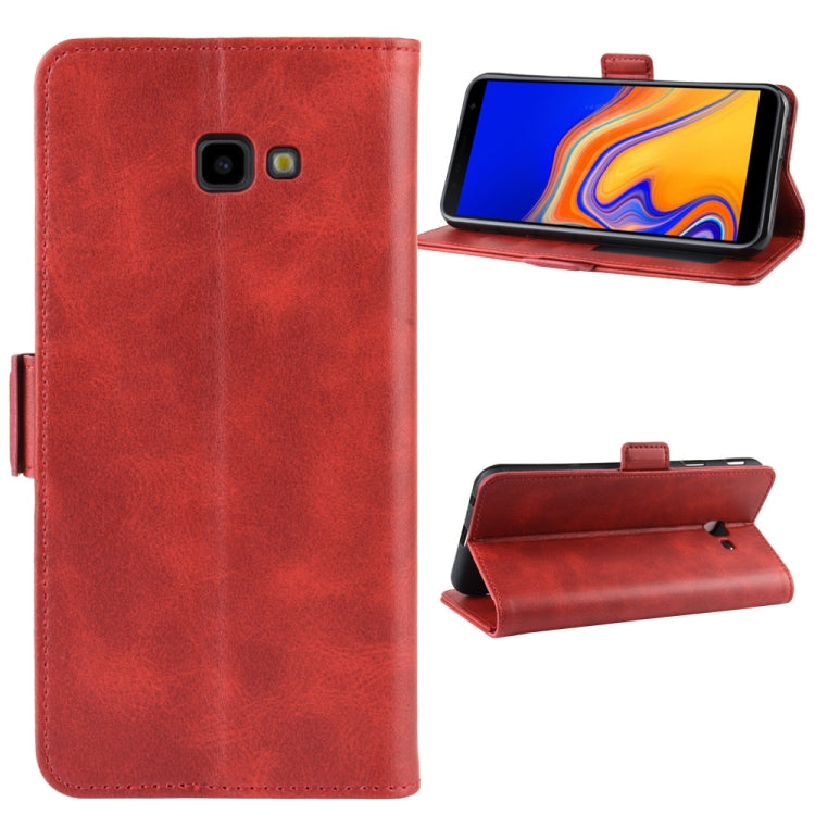 Dual-side Magnetic Buckle Horizontal Flip Leather Case for Galaxy J4+ / J4 Core, with Holder & Card Slots & Wallet & Photo Frame