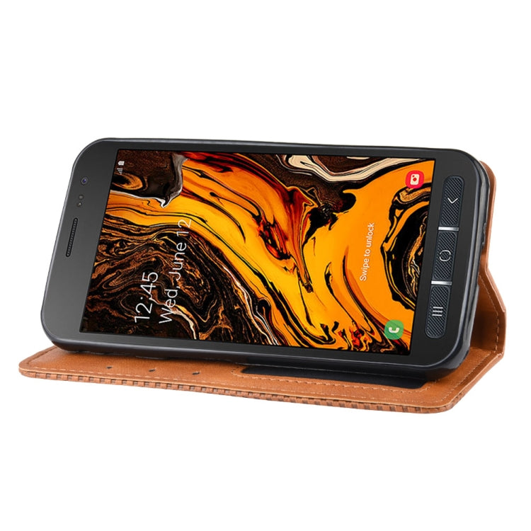 Magnetic Buckle Retro Crazy Horse Texture Horizontal Flip Leather Case for Galaxy Xcover 4s / Xcover 4  , with Holder & Card Slots & Photo Frame