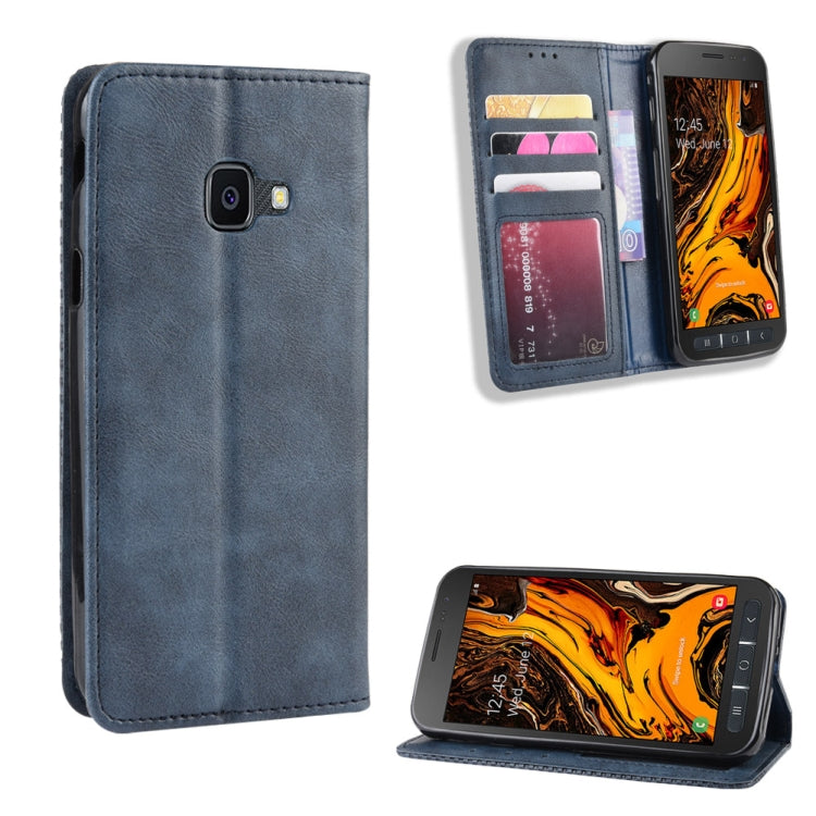 Magnetic Buckle Retro Crazy Horse Texture Horizontal Flip Leather Case for Galaxy Xcover 4s / Xcover 4  , with Holder & Card Slots & Photo Frame