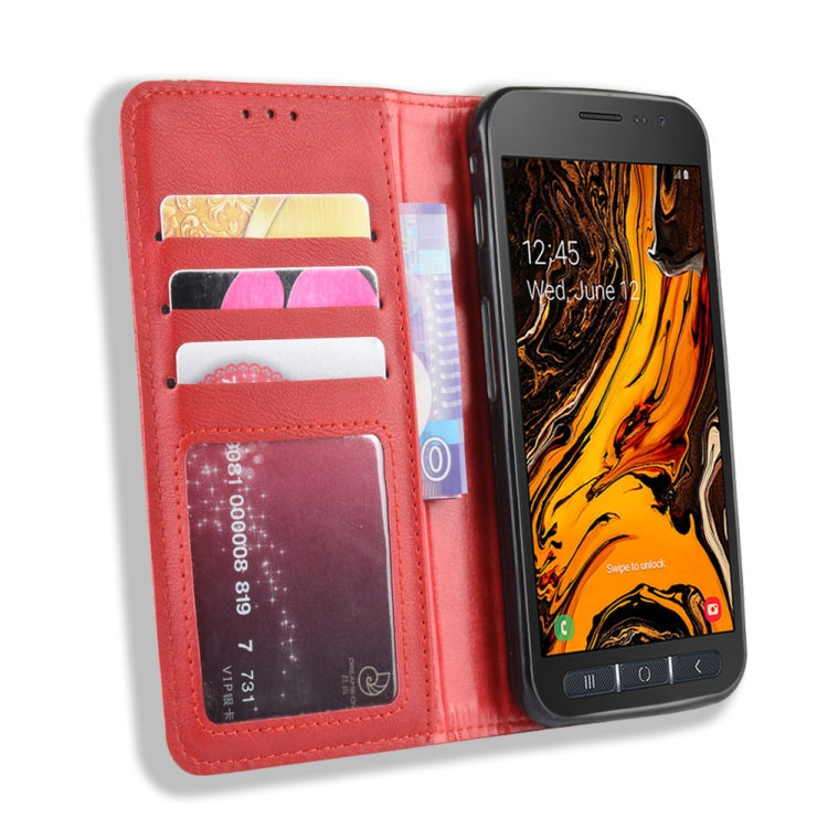 Magnetic Buckle Retro Crazy Horse Texture Horizontal Flip Leather Case for Galaxy Xcover 4s / Xcover 4  , with Holder & Card Slots & Photo Frame
