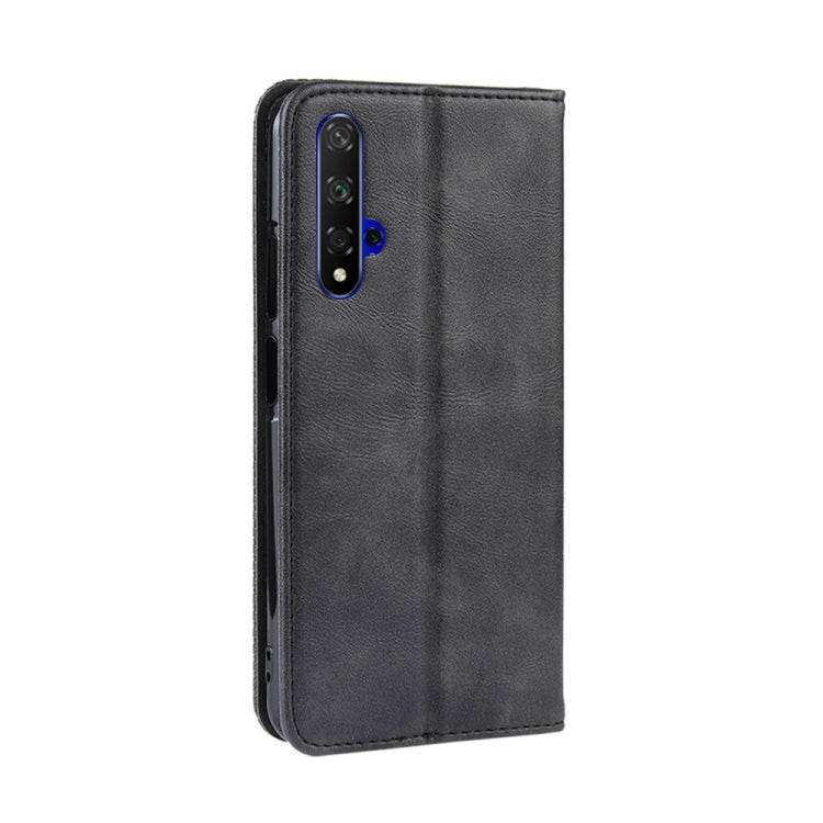 Magnetic Buckle Retro Crazy Horse Texture Horizontal Flip Leather Case for Huawei Honor 20,with Holder & Card Slots & Photo Frame