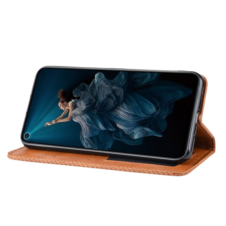 Magnetic Buckle Retro Crazy Horse Texture Horizontal Flip Leather Case for Huawei Honor 20,with Holder & Card Slots & Photo Frame