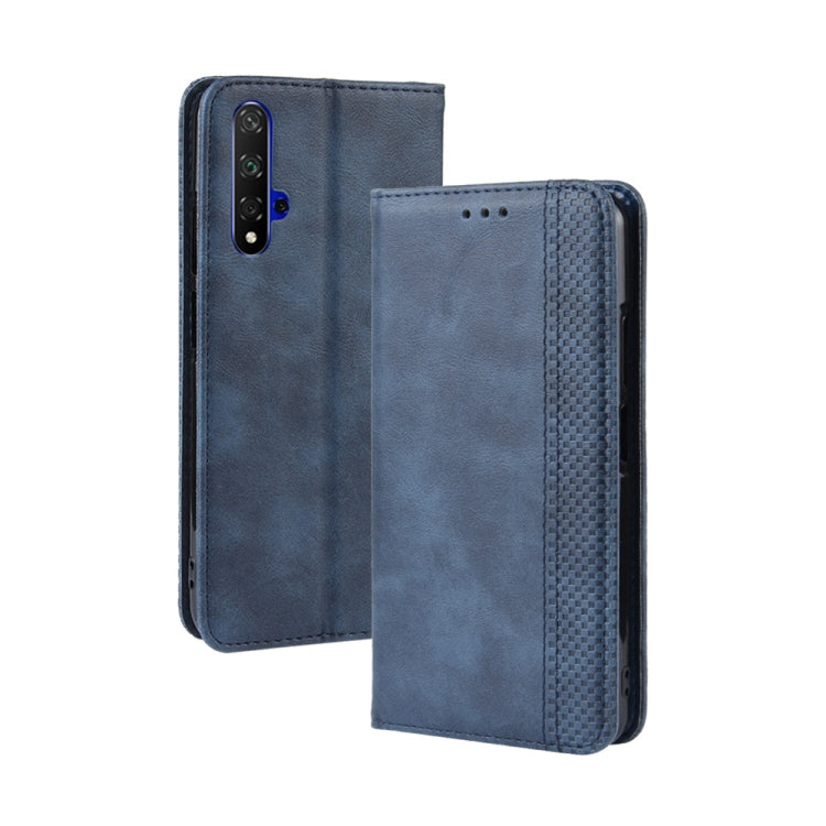 Magnetic Buckle Retro Crazy Horse Texture Horizontal Flip Leather Case for Huawei Honor 20,with Holder & Card Slots & Photo Frame