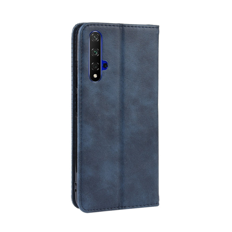 Magnetic Buckle Retro Crazy Horse Texture Horizontal Flip Leather Case for Huawei Honor 20,with Holder & Card Slots & Photo Frame