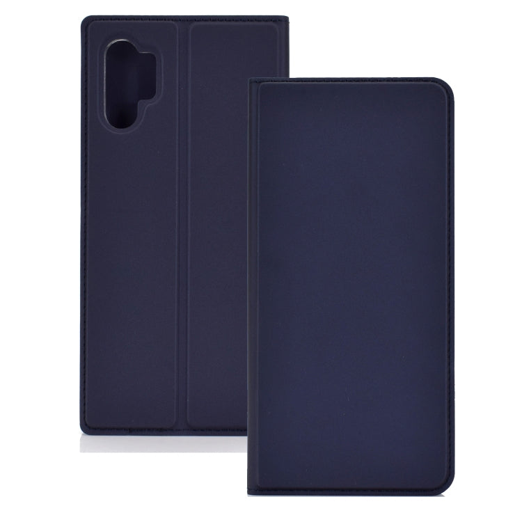 Electric Pressed Plain Texture Ultra-thin Magnetic Suction TPU + PU Leather Case with Holder & Card Slot for Galaxy Note10+