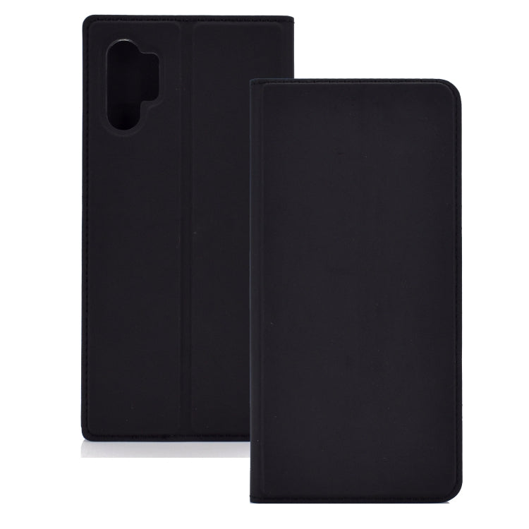 Electric Pressed Plain Texture Ultra-thin Magnetic Suction TPU + PU Leather Case with Holder & Card Slot for Galaxy Note10+