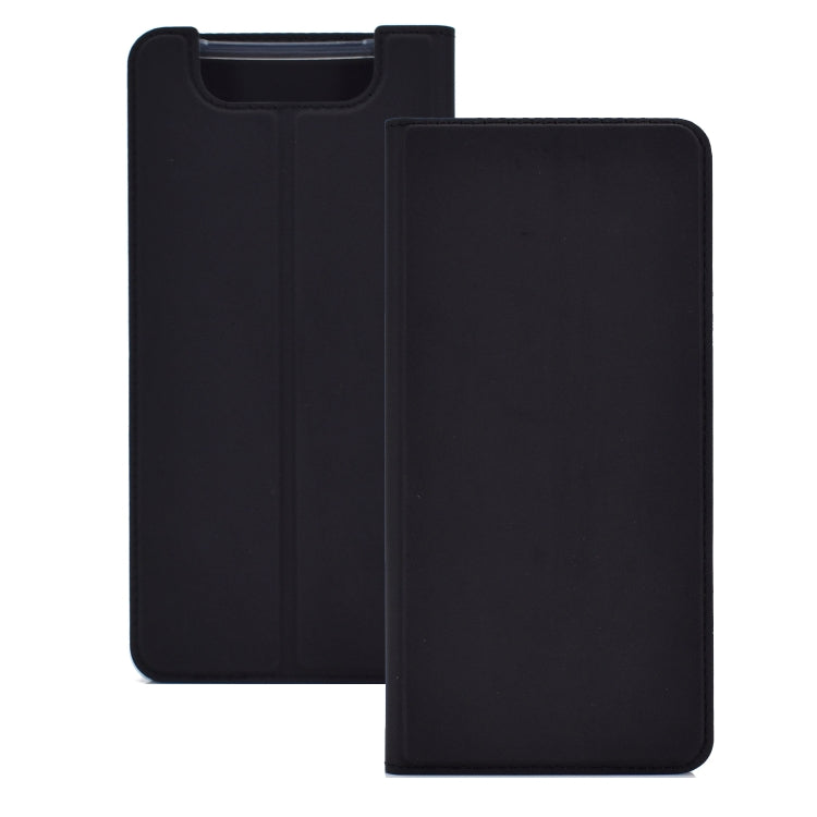 Electric Pressed Plain Texture Ultra-thin Magnetic Suction TPU + PU Leather Case with Holder & Card Slot for Galaxy A80